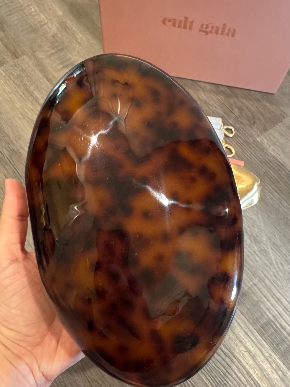 Cult Gaia Eviana Caramel Tortoise Crossbody Clutch Bag - Picture 5 of 10